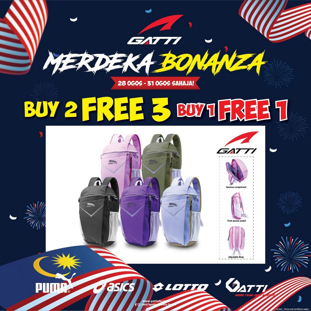 Gatti-Sports-Factory-Outlet-Merdeka-Bonanza-Buy-2-Free-3-Buy-1-Free-1-17 28-31 August 2026: Gatti Sports Factory Outlet: Merdeka Bonanza Buy 2 Free 3 & Buy 1 Free 1 Sportswear Sale Promotion