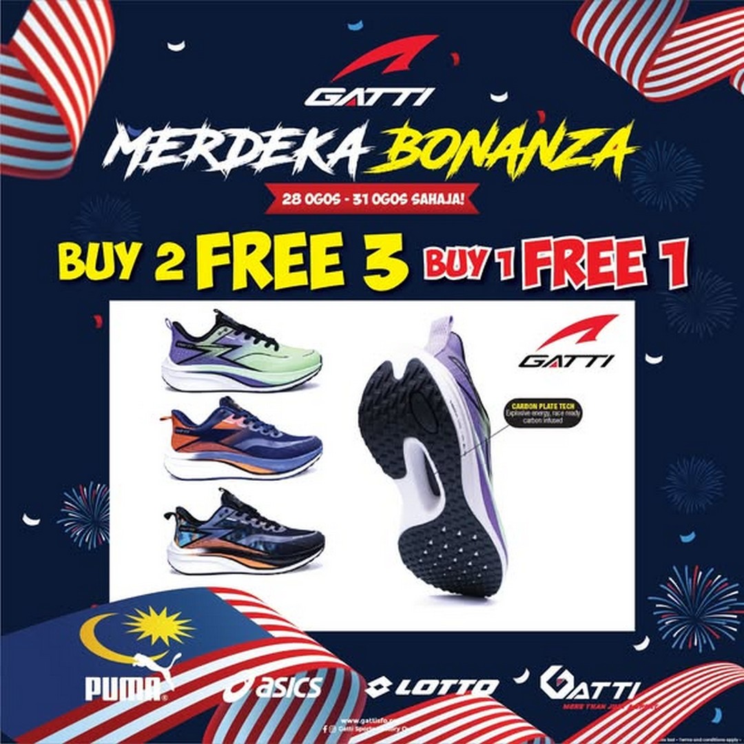 Gatti-Sports-Factory-Outlet-Merdeka-Bonanza-Buy-2-Free-3-Buy-1-Free-1-2 28-31 August 2026: Gatti Sports Factory Outlet: Merdeka Bonanza Buy 2 Free 3 & Buy 1 Free 1 Sportswear Sale Promotion
