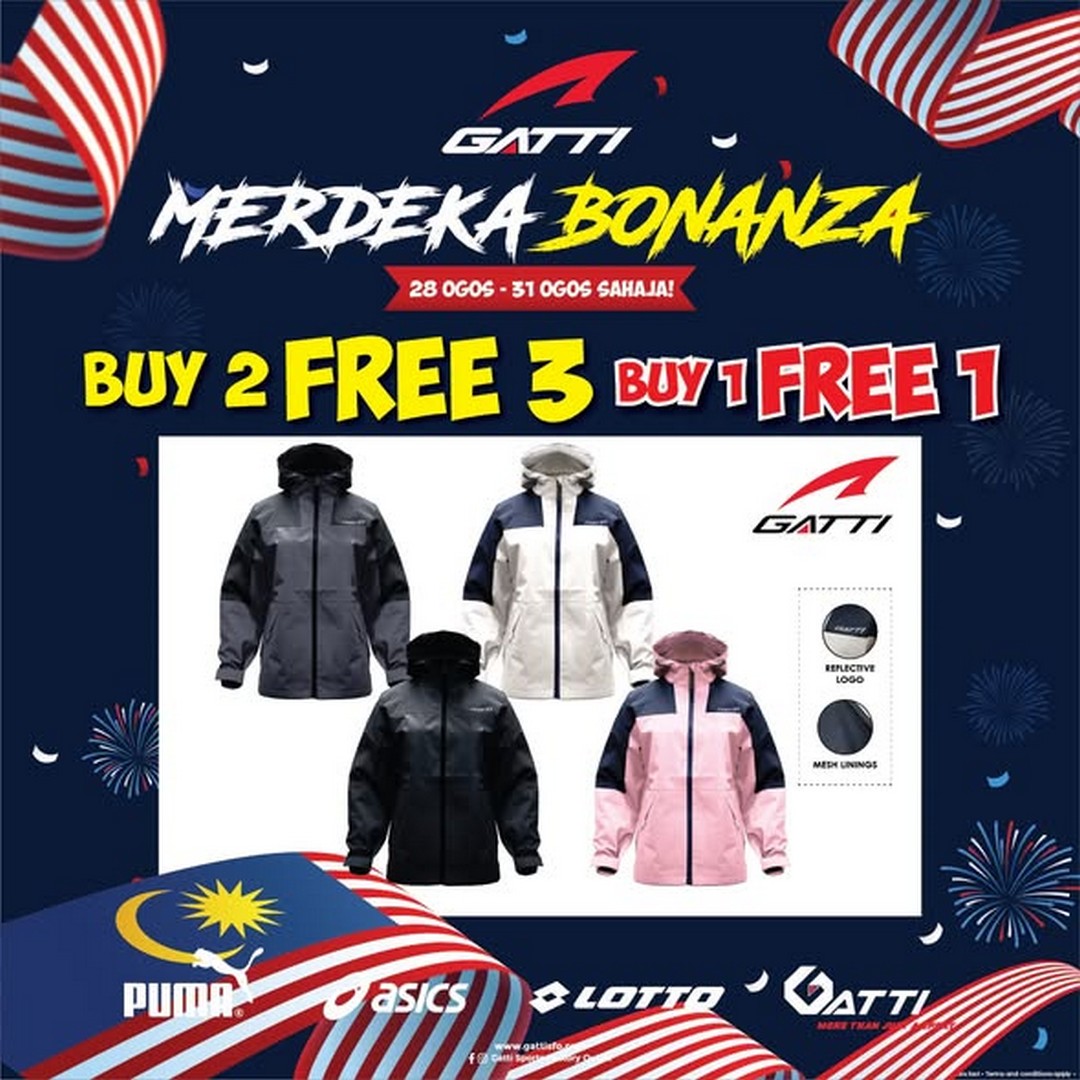 Gatti-Sports-Factory-Outlet-Merdeka-Bonanza-Buy-2-Free-3-Buy-1-Free-1-3 28-31 August 2026: Gatti Sports Factory Outlet: Merdeka Bonanza Buy 2 Free 3 & Buy 1 Free 1 Sportswear Sale Promotion