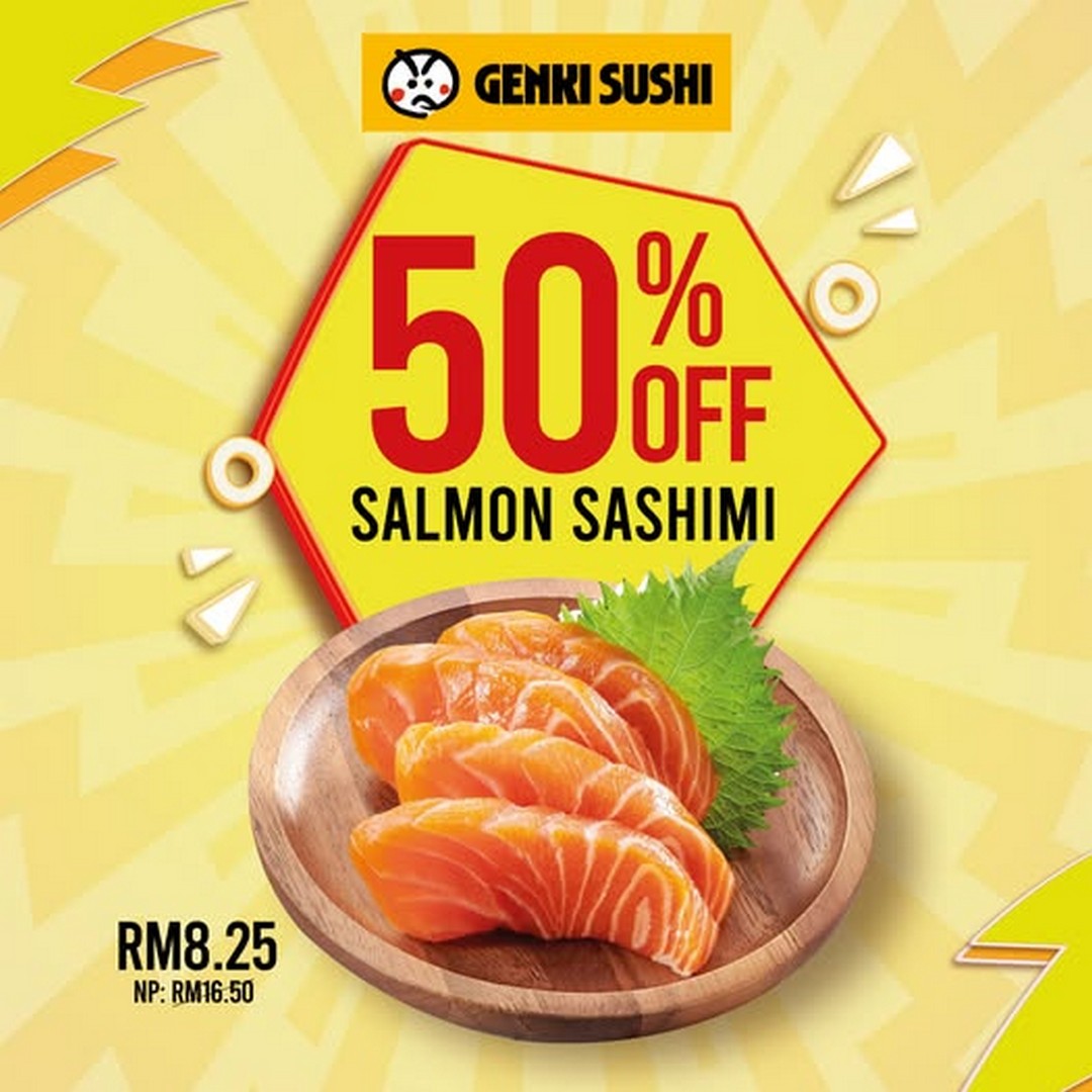 Genki-Sushi-Malaysia-Merdeka-Salmon-Sashimi-Promotion 21-31 August 2026: Genki Sushi Malaysia, Merdeka Salmon Sashimi Promotion, Enjoy 50% Off at RM8.25