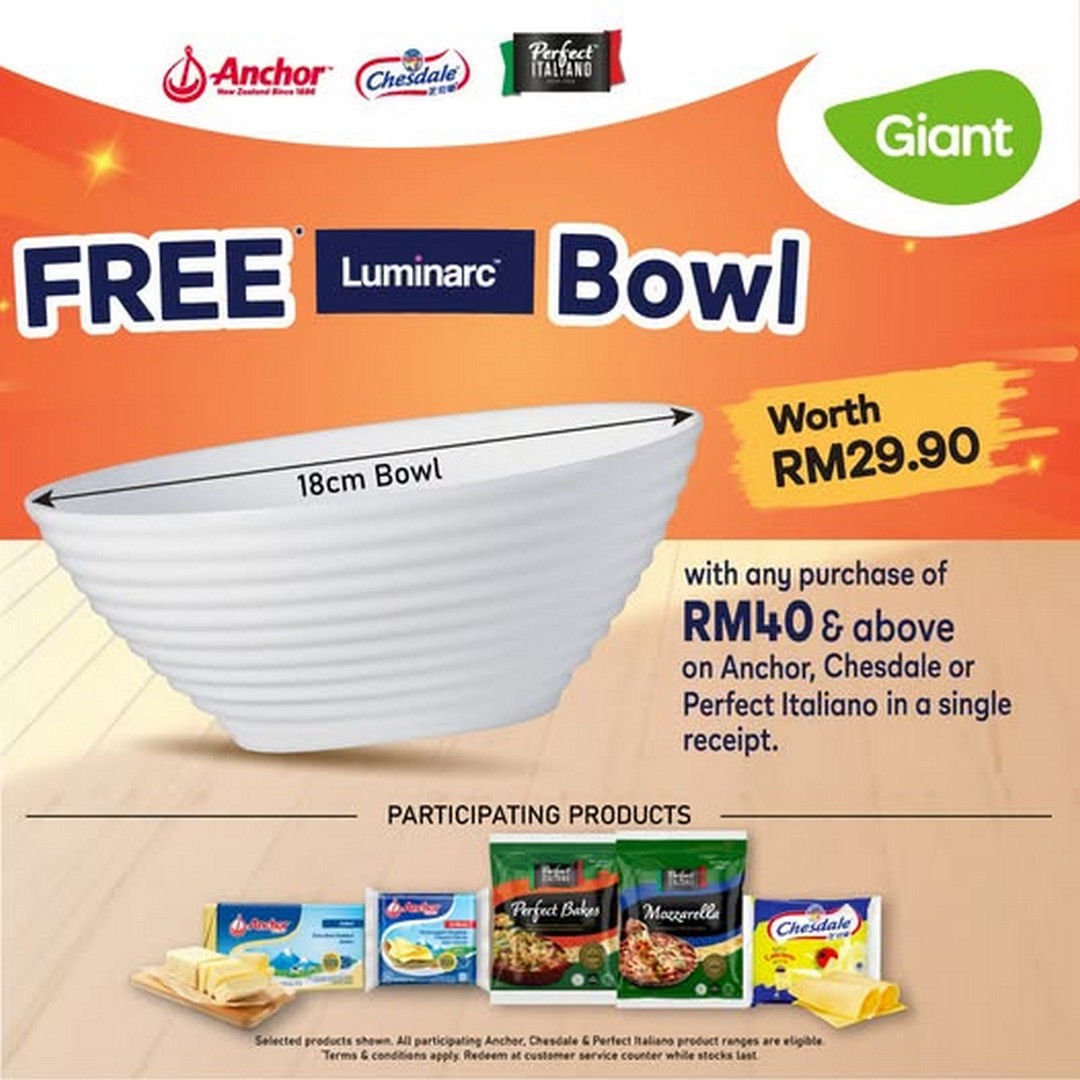 Giant-Malaysia-Anchor-Chesdale-Perfect-Italiano-Promotion Now till 30 September 2026: Giant Malaysia Anchor, Chesdale & Perfect Italiano Promotion – Free Luminarc Bowl Worth RM29.90 with RM40 Spend