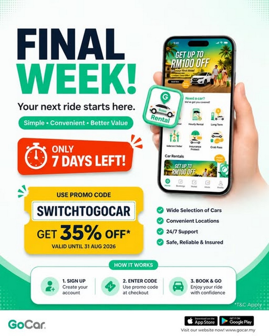 GoCar-Malaysia-Up-to-35-OFF-Car-Rental-with-SWITCHTOGOCAR-Promo-Code 24-31 August 2026: GoCar Malaysia: Up to 35% OFF Car Rental with SWITCHTOGOCAR Promo Code: Limited-Time Promotion