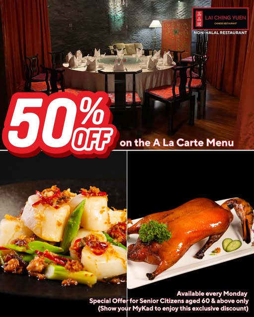 Grand-Millennium-Kuala-Lumpur-50-OFF-Senior-Citizens 14 August 2026 onwards: Grand Millennium Kuala Lumpur: 50% OFF Senior Citizens’ À La Carte Cantonese Dining at Lai Ching Yuen – Monday Lunch & Dinner Promotion