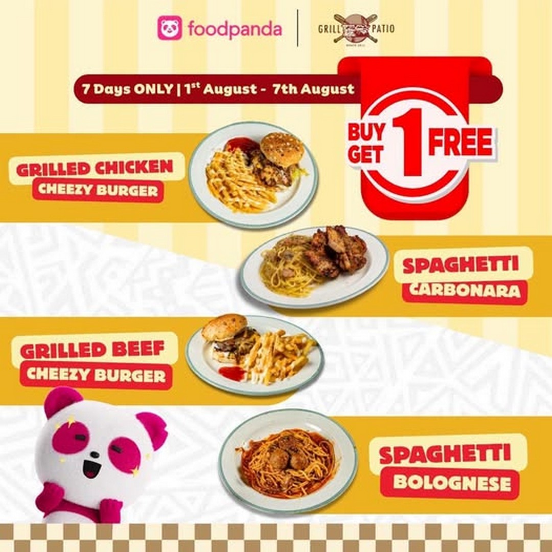 Grill-Patio-Buy-1-Free-1-Promotion-on-Grilled-Burgers-and-Pasta-Deals 1-7 August 2026: Grill Patio Buy 1 Free 1 Promotion on Grilled Burgers and Pasta Deals Available on foodpanda