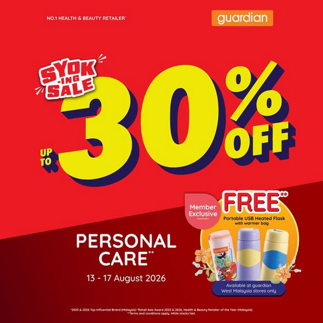 Guardian-Malaysia-Up-to-30-Off-Personal-Care 13-17 August 2026: Guardian Malaysia: Up to 30% Off Personal Care Items During Syok-ing Sale Promotion