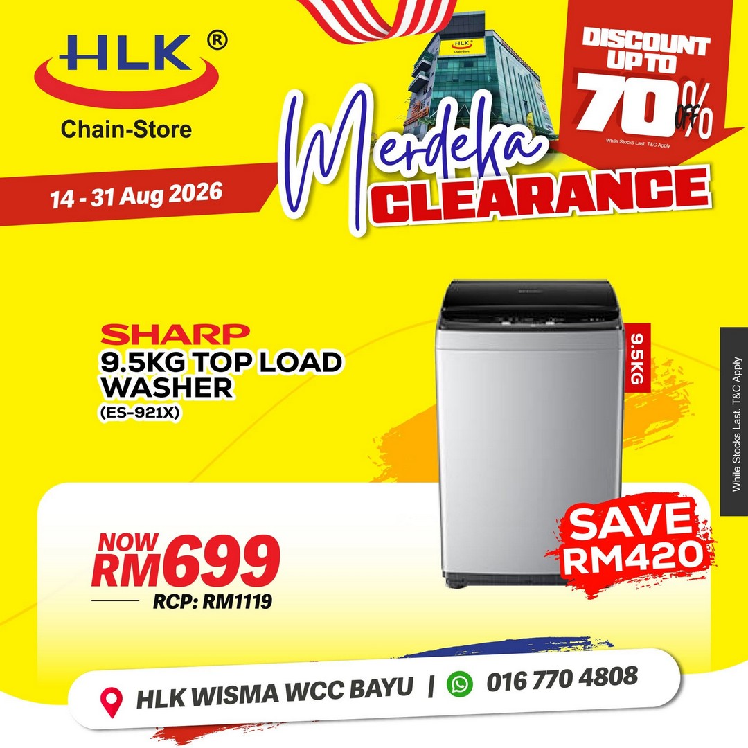 HLK-Chain-Store-Malaysia-Merdeka-Clearance-Sale-11 14-31 August 2026: HLK (Chain-Store) Malaysia: Merdeka Clearance Sale with Up to 70% Off Home Appliances, TVs, Air Conditioners and More