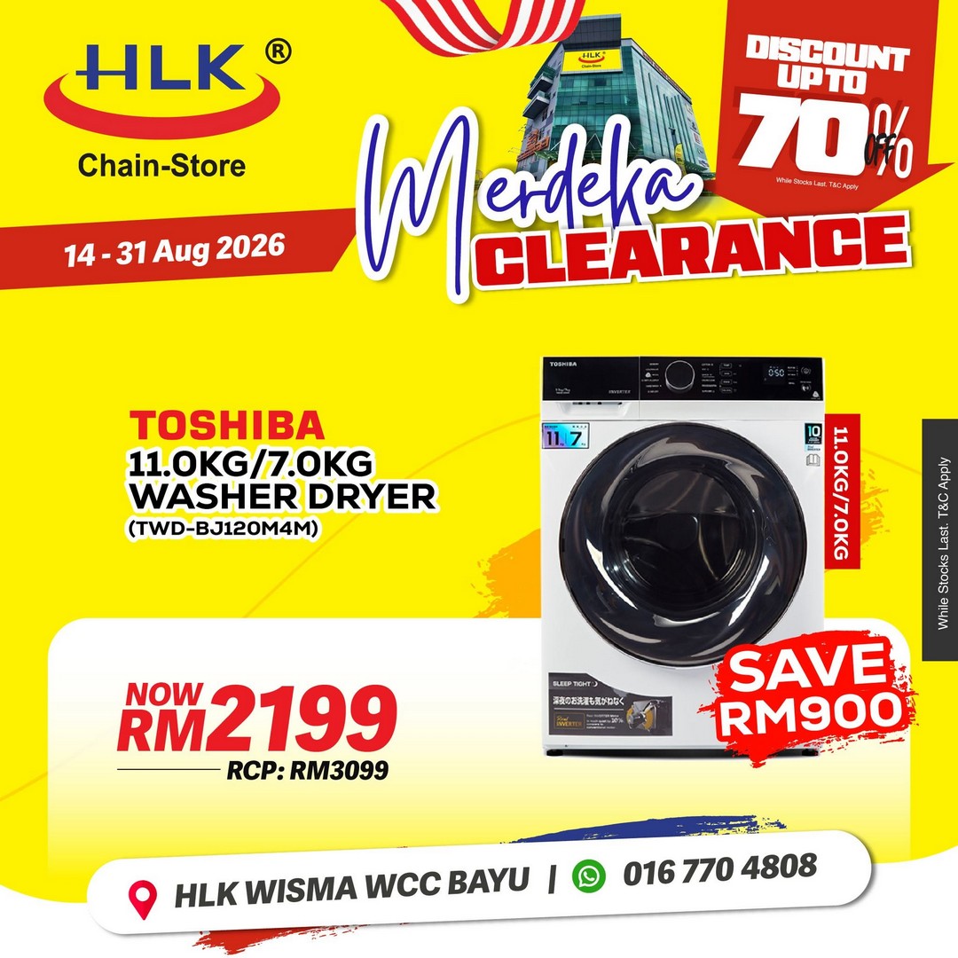 HLK-Chain-Store-Malaysia-Merdeka-Clearance-Sale-13 14-31 August 2026: HLK (Chain-Store) Malaysia: Merdeka Clearance Sale with Up to 70% Off Home Appliances, TVs, Air Conditioners and More