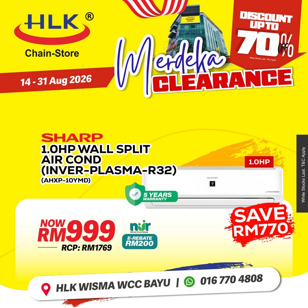 HLK-Chain-Store-Malaysia-Merdeka-Clearance-Sale-15 14-31 August 2026: HLK (Chain-Store) Malaysia: Merdeka Clearance Sale with Up to 70% Off Home Appliances, TVs, Air Conditioners and More