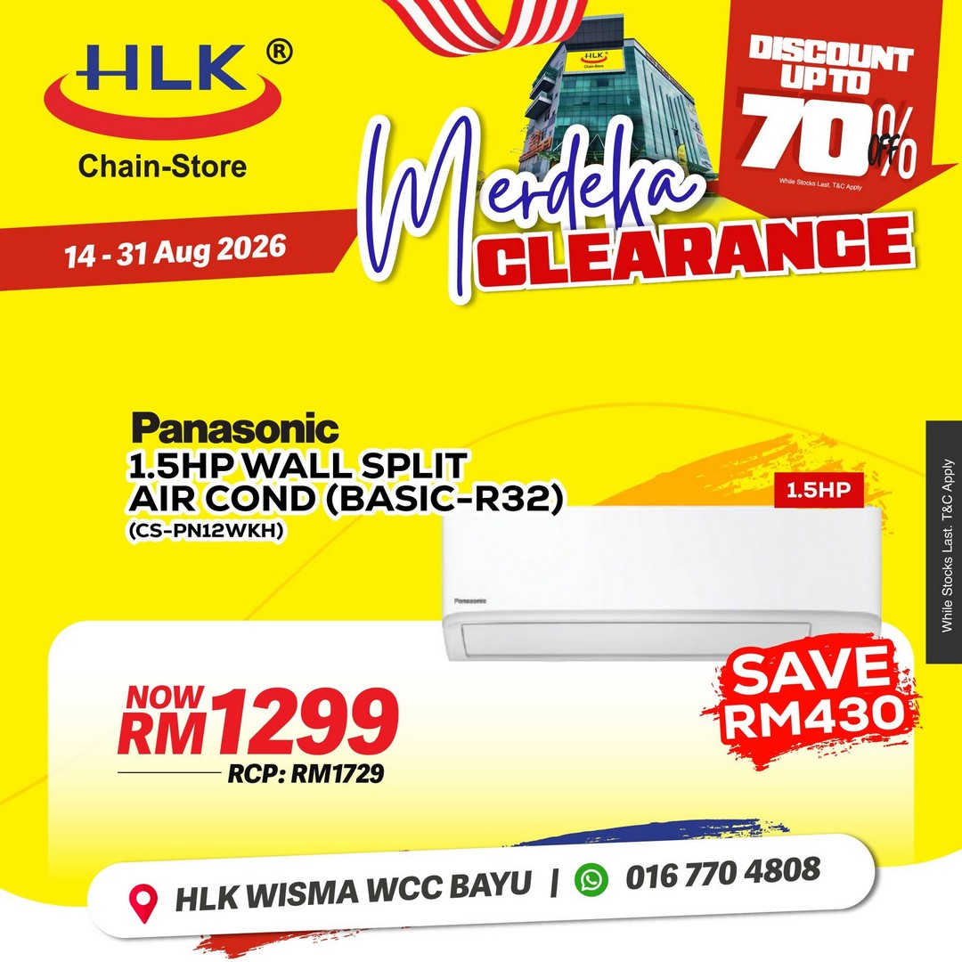 HLK-Chain-Store-Malaysia-Merdeka-Clearance-Sale-16 14-31 August 2026: HLK (Chain-Store) Malaysia: Merdeka Clearance Sale with Up to 70% Off Home Appliances, TVs, Air Conditioners and More