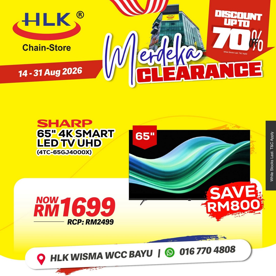 HLK-Chain-Store-Malaysia-Merdeka-Clearance-Sale-5 14-31 August 2026: HLK (Chain-Store) Malaysia: Merdeka Clearance Sale with Up to 70% Off Home Appliances, TVs, Air Conditioners and More