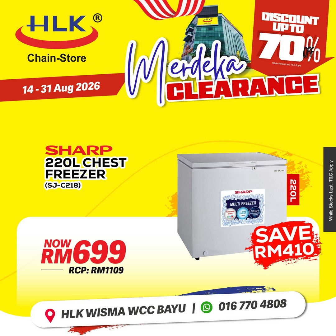 HLK-Chain-Store-Malaysia-Merdeka-Clearance-Sale-7 14-31 August 2026: HLK (Chain-Store) Malaysia: Merdeka Clearance Sale with Up to 70% Off Home Appliances, TVs, Air Conditioners and More