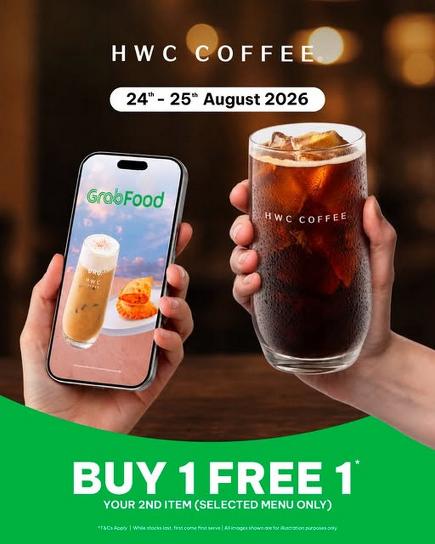 HWC-Coffee-Malaysia-Buy-1-Free-1-Coffee-Deal 24-25 August 2026: HWC Coffee Malaysia: Buy 1 Free 1 Coffee Deal on Selected Menu Items via GrabFood: Limited-Time Sale Promotion