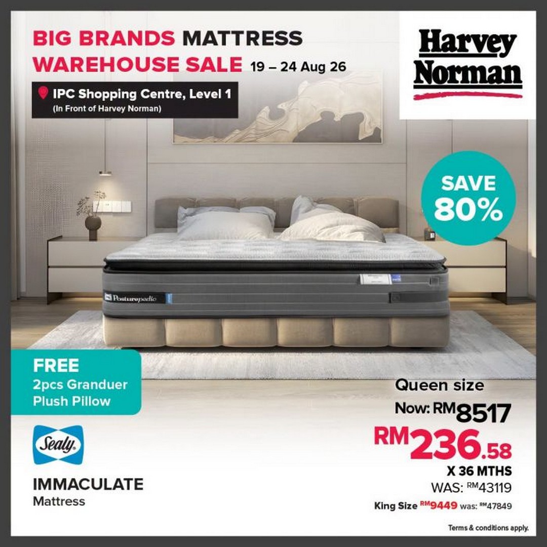 Harvey-Norman-Big-Brands-Mattress-Warehouse-Sale-3 19-24 August 2026: Harvey Norman: Big Brands Mattress Warehouse Sale Up to 80% OFF + Extra 20% OFF at IPC Shopping Centre