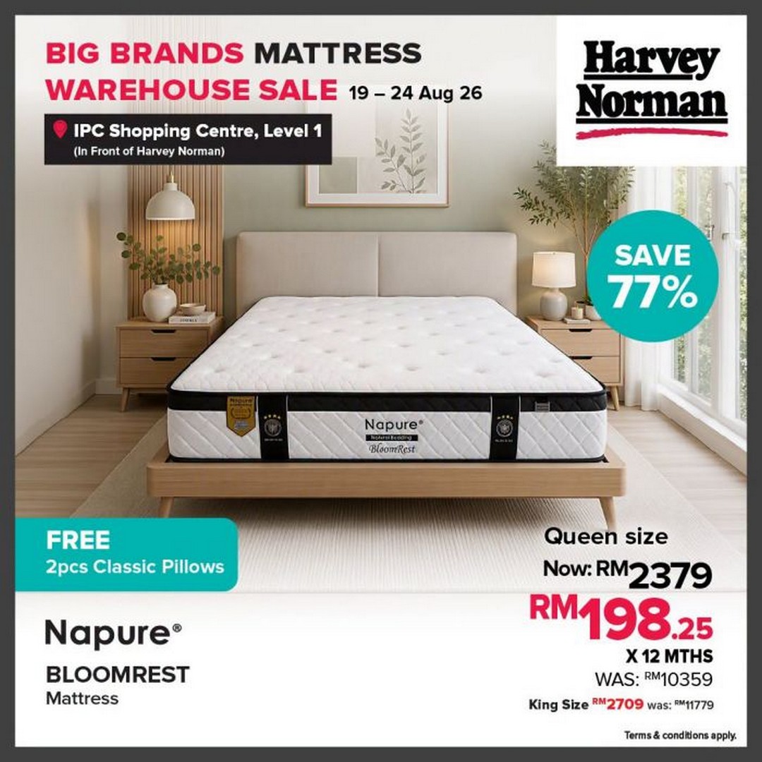 Harvey-Norman-Big-Brands-Mattress-Warehouse-Sale-6 19-24 August 2026: Harvey Norman: Big Brands Mattress Warehouse Sale Up to 80% OFF + Extra 20% OFF at IPC Shopping Centre