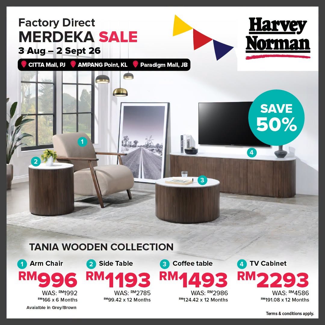 Harvey-Norman-Malaysia-Factory-Direct-Merdeka-Sale-10 3 August–2 September 2026: Harvey Norman Malaysia Factory Direct Merdeka Sale – Save Up to 80% on Home Appliances, Furniture and Electronics Promotion at Citta Mall, Ampang Point & Paradigm Mall JB