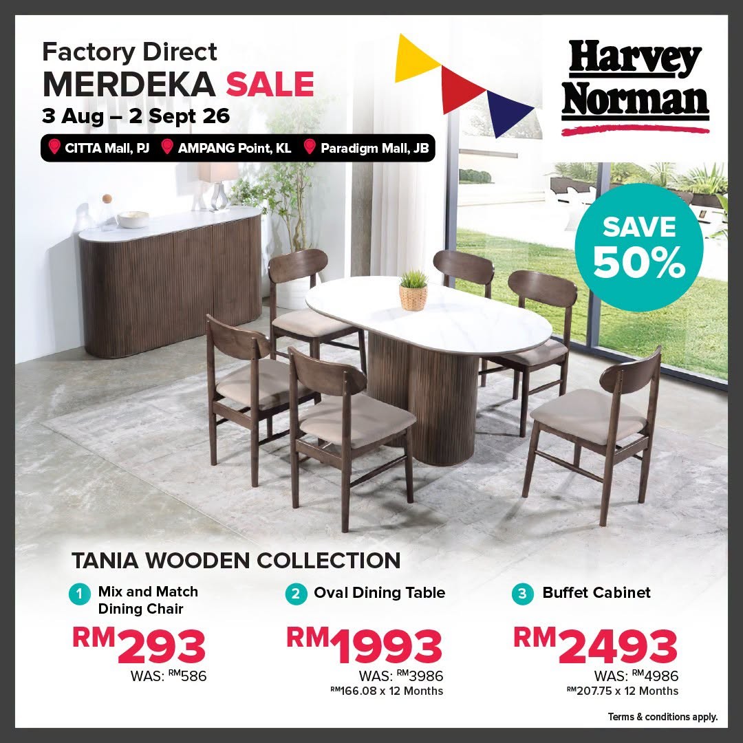Harvey-Norman-Malaysia-Factory-Direct-Merdeka-Sale-11 3 August–2 September 2026: Harvey Norman Malaysia Factory Direct Merdeka Sale – Save Up to 80% on Home Appliances, Furniture and Electronics Promotion at Citta Mall, Ampang Point & Paradigm Mall JB