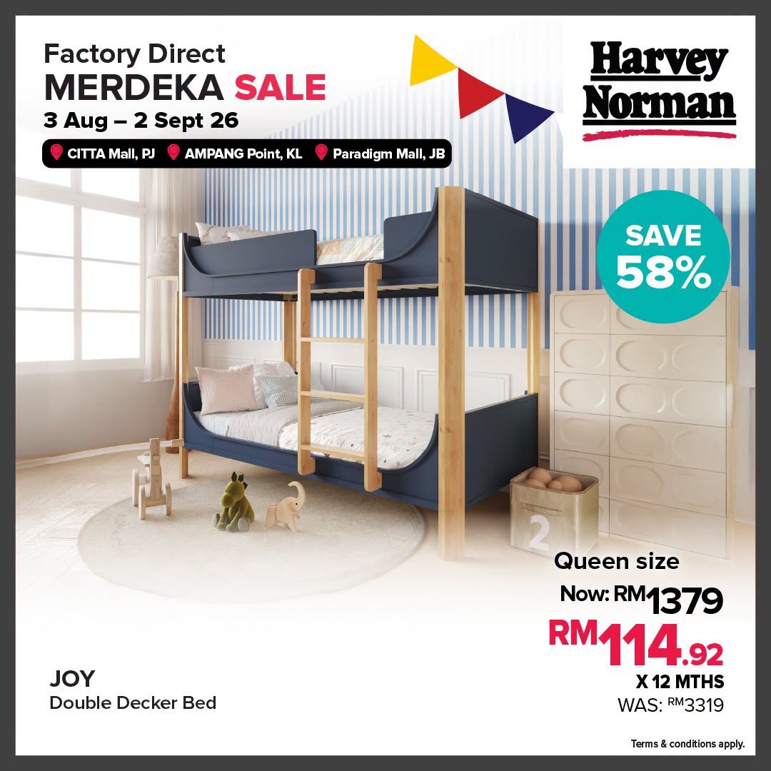 Harvey-Norman-Malaysia-Factory-Direct-Merdeka-Sale-12 3 August–2 September 2026: Harvey Norman Malaysia Factory Direct Merdeka Sale – Save Up to 80% on Home Appliances, Furniture and Electronics Promotion at Citta Mall, Ampang Point & Paradigm Mall JB