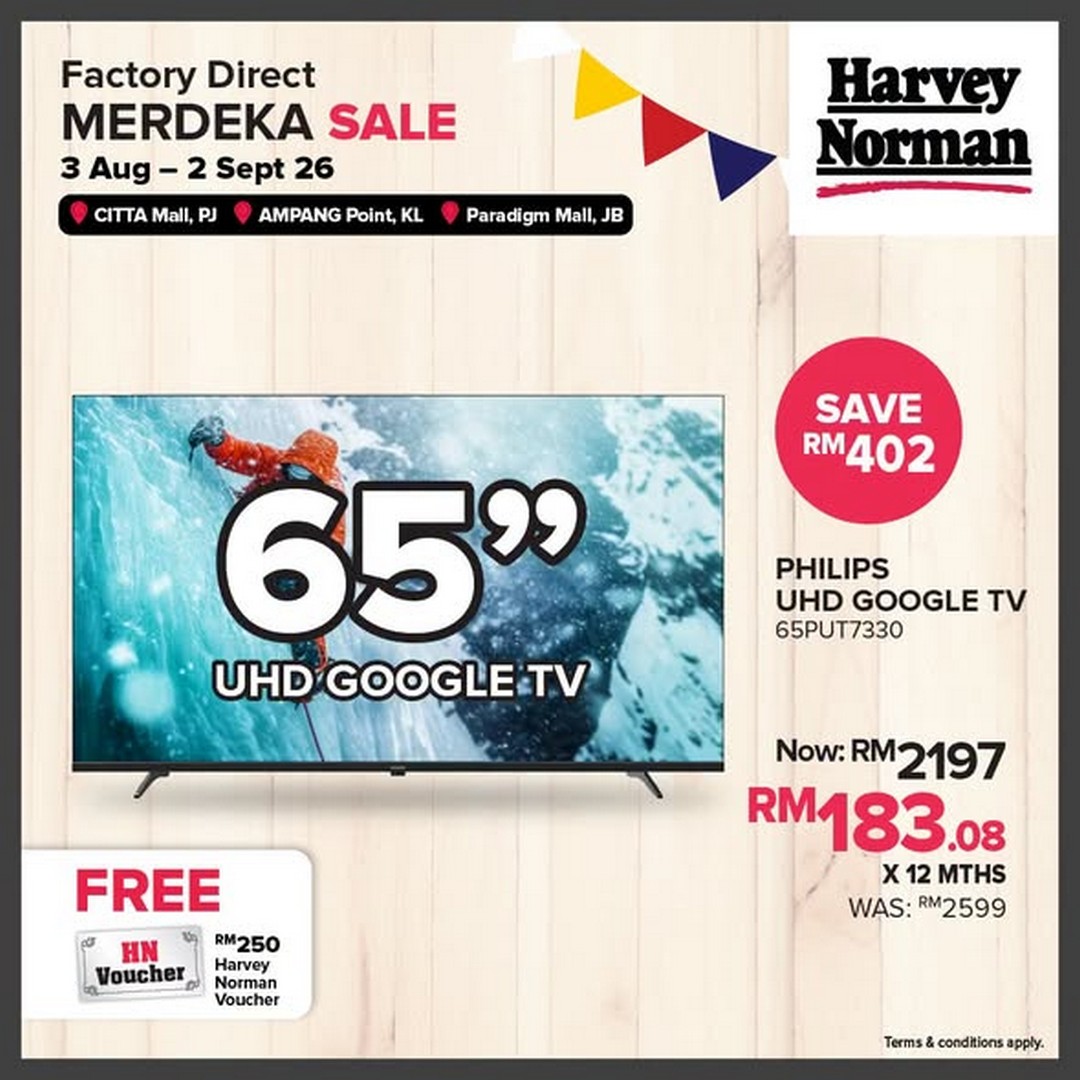 Harvey-Norman-Malaysia-Factory-Direct-Merdeka-Sale-2 3 August–2 September 2026: Harvey Norman Malaysia Factory Direct Merdeka Sale – Save Up to 80% on Home Appliances, Furniture and Electronics Promotion at Citta Mall, Ampang Point & Paradigm Mall JB