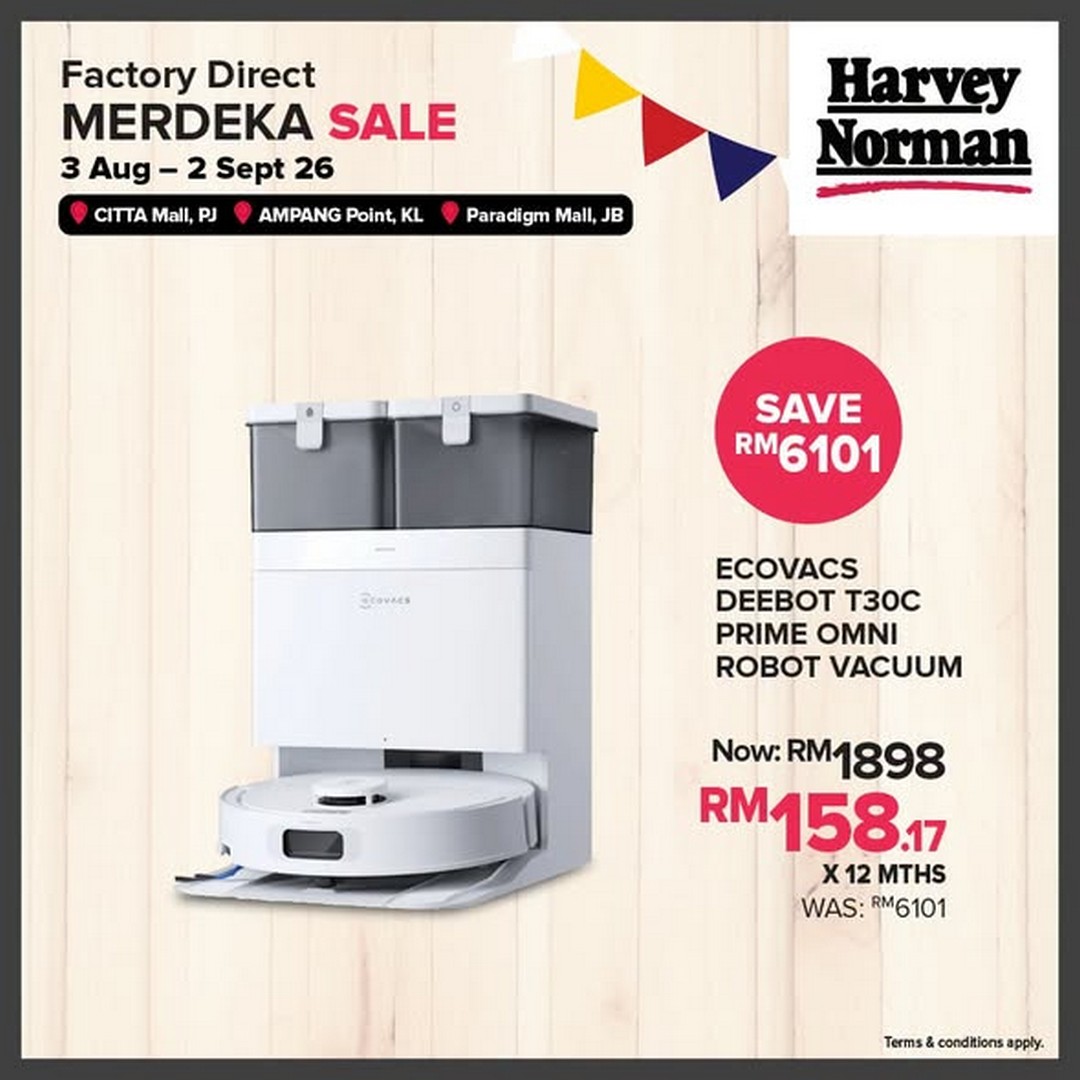Harvey-Norman-Malaysia-Factory-Direct-Merdeka-Sale-3 3 August–2 September 2026: Harvey Norman Malaysia Factory Direct Merdeka Sale – Save Up to 80% on Home Appliances, Furniture and Electronics Promotion at Citta Mall, Ampang Point & Paradigm Mall JB