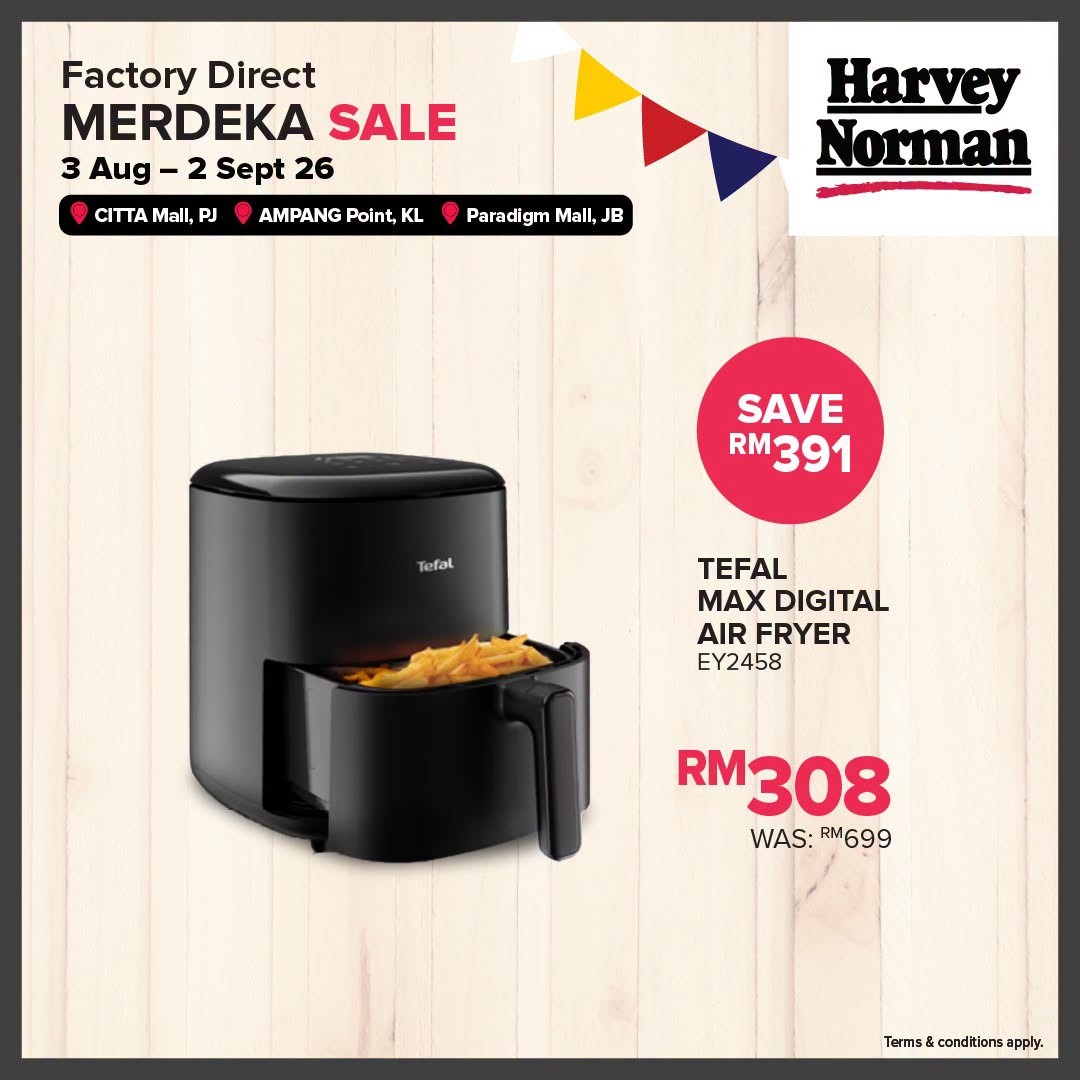 Harvey-Norman-Malaysia-Factory-Direct-Merdeka-Sale-4 3 August–2 September 2026: Harvey Norman Malaysia Factory Direct Merdeka Sale – Save Up to 80% on Home Appliances, Furniture and Electronics Promotion at Citta Mall, Ampang Point & Paradigm Mall JB