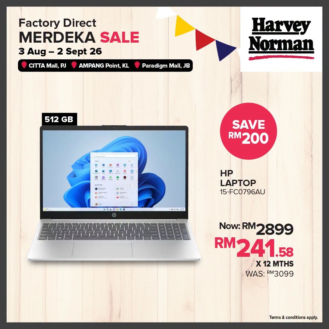 Harvey-Norman-Malaysia-Factory-Direct-Merdeka-Sale-6 3 August–2 September 2026: Harvey Norman Malaysia Factory Direct Merdeka Sale – Save Up to 80% on Home Appliances, Furniture and Electronics Promotion at Citta Mall, Ampang Point & Paradigm Mall JB