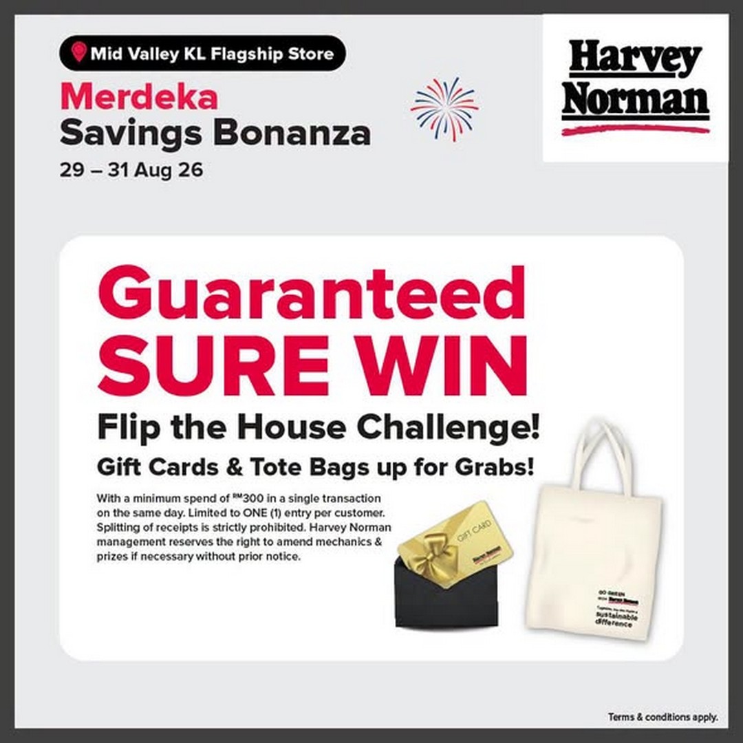 Harvey-Norman-Malaysia-Merdeka-Savings-Bonanza-Promotion-2 29-31 August 2026: Harvey Norman Malaysia, Merdeka Savings Bonanza Promotion with RM1 Lucky Draw, Sure Win Prizes and In-Store Activities