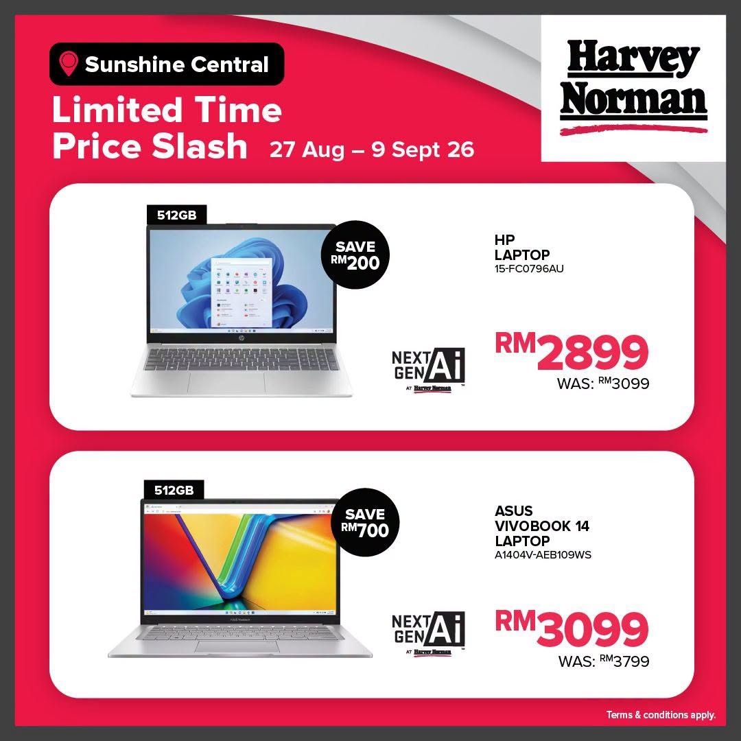 Harvey-Norman-Malaysia-Sunshine-Central-Limited-Time-Price-Slash-4 27 August-9 September 2026: Harvey Norman Malaysia Sunshine Central Limited Time Price Slash Promotion, Save Up to 80% Off on Selected Favourites