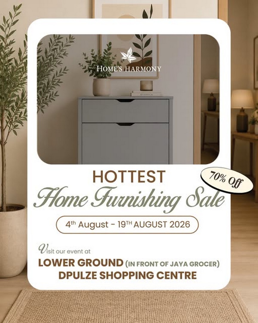 Homes-Harmony-Hottest-Home-Furnishing-Sale-at-DPULZE-Shopping-Centre 4–19 August 2026: Home's Harmony Hottest Home Furnishing Sale at DPULZE Shopping Centre – Enjoy Up to 70% OFF Home Furniture & Furnishing Deals in Malaysia