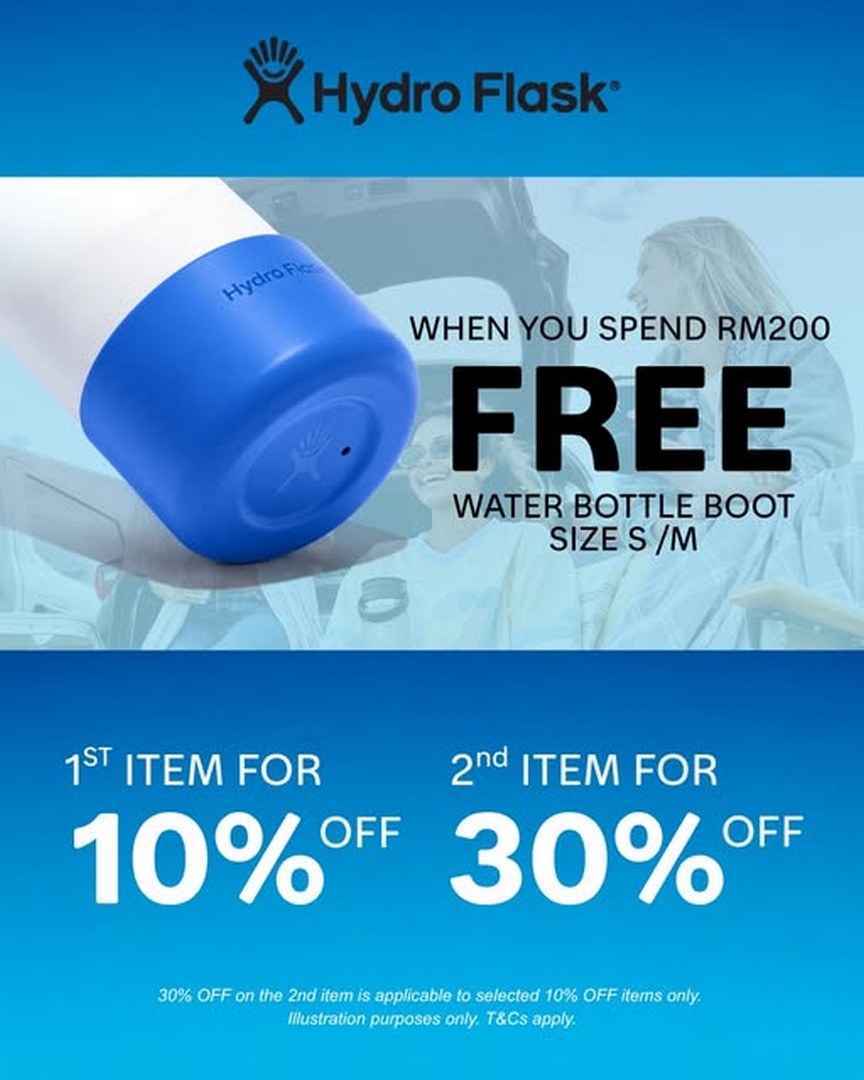 Hydro-Flask-Malaysia-Hydration-Essentials-Promotion 10 August 2026 onwards: Hydro Flask Malaysia: Hydration Essentials Promotion with Free Water Bottle Boot and Selected Item Savings