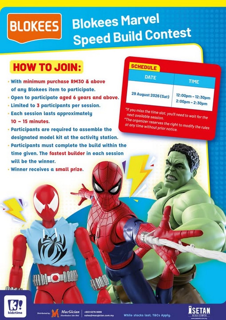 Isetan-Kuala-Lumpur-Blokees-Marvel-Speed-Build-Contest 29 August 2026: Isetan Kuala Lumpur: Blokees Marvel Speed Build Contest Promotion at ISETAN KLCC