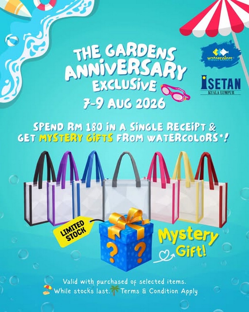 Isetan-Kuala-Lumpur-The-Gardens-Anniversary-Promotion 7-9 August 2026: Isetan Kuala Lumpur The Gardens Anniversary Promotion: Enjoy Exclusive Watercolors Mystery Gifts with Minimum Spend RM180