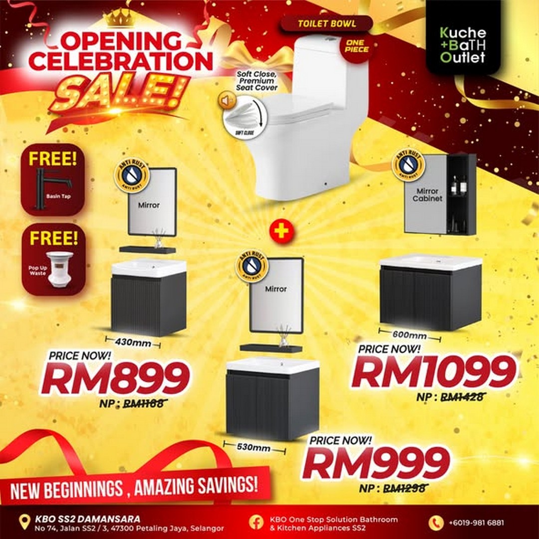 KBO-One-Stop-Solution-Bathroom-Kitchen-Appliances-Kuchai-Lama-2 10 August 2026 onwards: KBO One Stop Solution Bathroom & Kitchen Appliances Kuchai Lama: Opening Celebration Sale with Bathroom Sets from RM899
