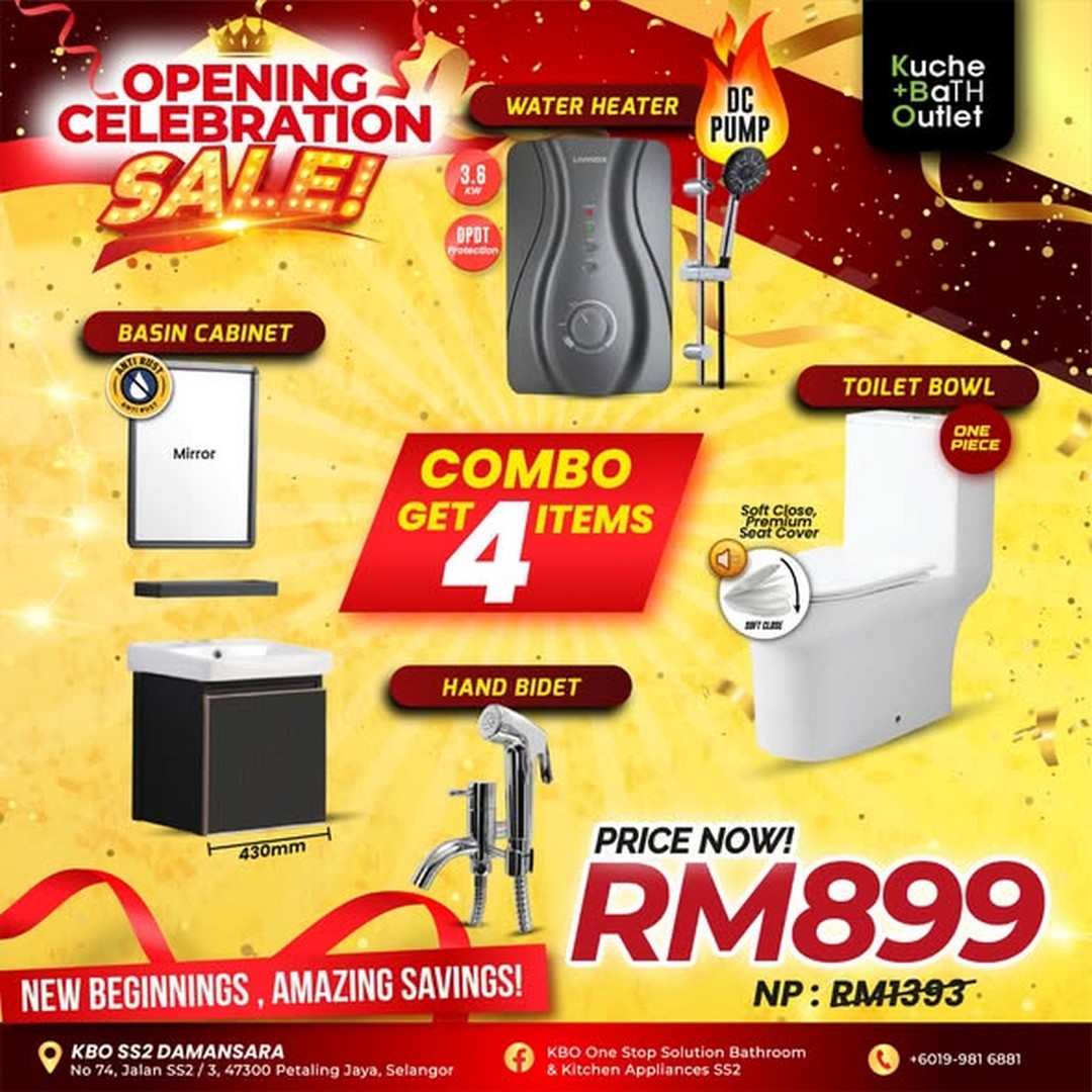 KBO-One-Stop-Solution-Bathroom-Kitchen-Appliances-Kuchai-Lama 10 August 2026 onwards: KBO One Stop Solution Bathroom & Kitchen Appliances Kuchai Lama: Opening Celebration Sale with Bathroom Sets from RM899