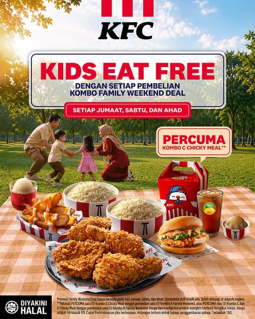 KFC-Malaysia-Kids-Eat-Free-Promotion 6 August 2026 onwards: KFC Malaysia Kids Eat Free Promotion – Free Chicky Meal Combo Every Weekend with Family Weekend Combo Purchase