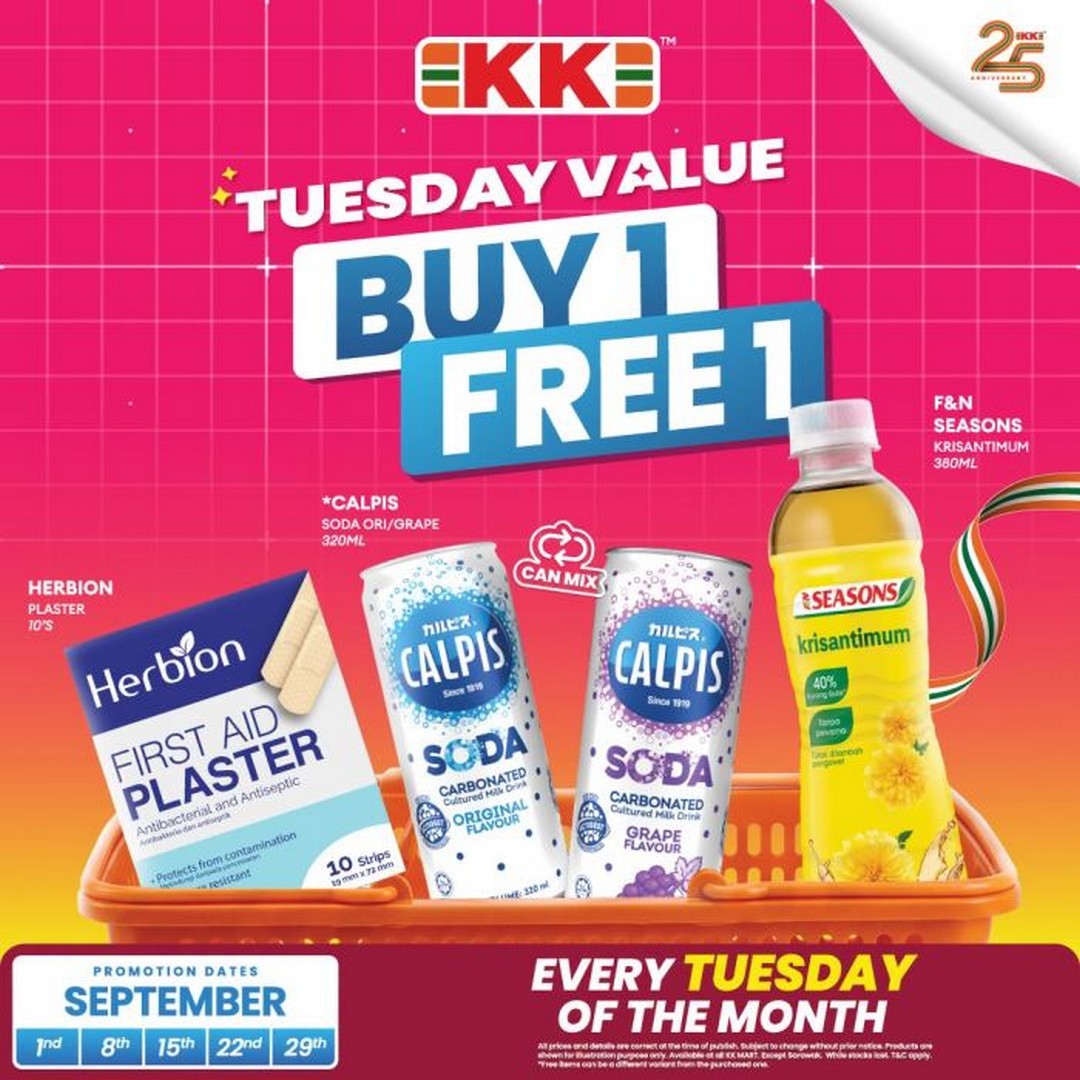 KK-Mart-Malaysia-Buy-1-Free-1-Tuesday-Promotion 1-30 September 2026: KK Mart Malaysia: Buy 1 Free 1 Tuesday Promotion on Drinks and Selected Essentials