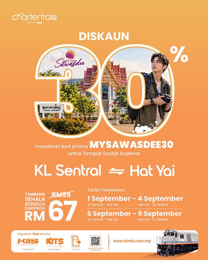 KTM-Berhad-Promotion-for-Hat-Yai-Train-Travel-with-MYSAWASDEE30 1-9 September 2026: KTM Berhad: Promotion for Hat Yai Train Travel with MYSAWASDEE30 Discount Code