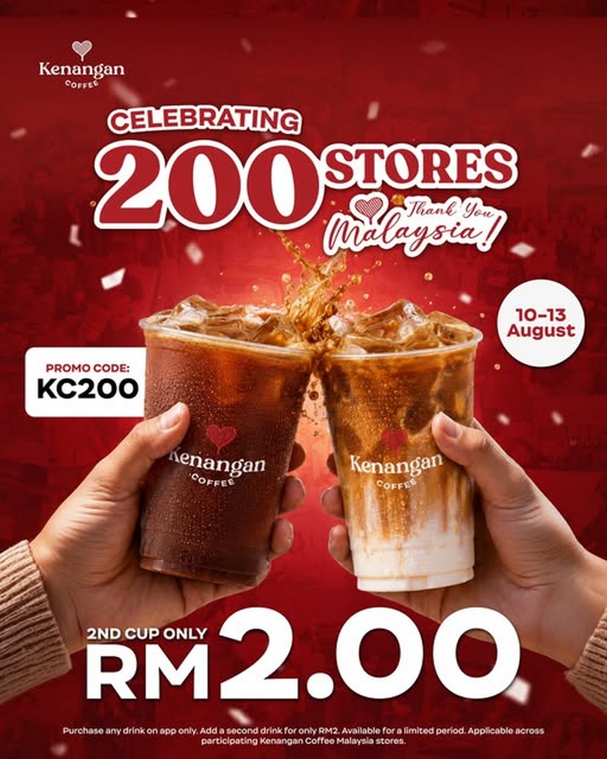 Kenangan-Coffee-Malaysia-KC200-200-Store-Celebration-Promotion 10-13 August 2026: Kenangan Coffee Malaysia: KC200 200-Store Celebration Promotion with Second Drink at RM2