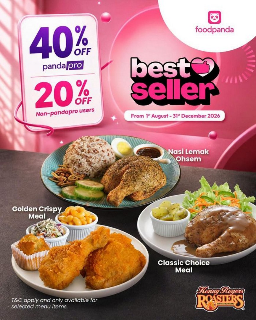 Kenny-Rogers-ROASTERS-Malaysia-Foodpanda-Best-Sellers-Promotion 1 August-31 December 2026: Kenny Rogers ROASTERS Malaysia: Foodpanda Best Sellers Promotion With Up To 40% OFF On Favourite Meals