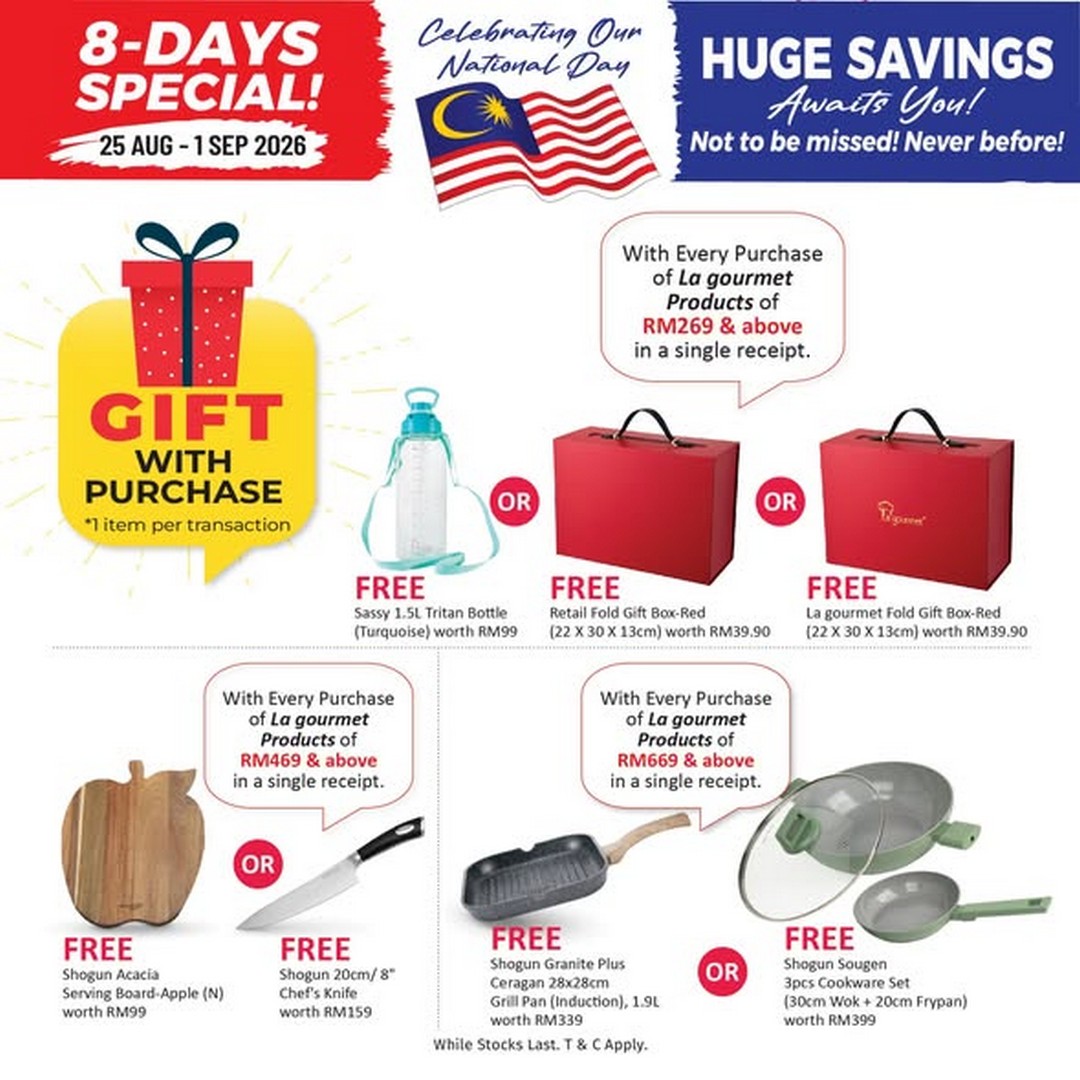 Kitchen-Shop-Merdeka-Sale-with-La-gourmet-Favourites 25 August-1 September 2026: Kitchen Shop: Merdeka Sale with La gourmet Favourites Up to 69% OFF on Cookware, Lunch Boxes and Kitchen Essentials