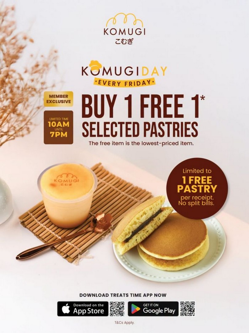 Komugi-Buy-1-Free-1-Member-Exclusive-Promotion-on-Selected-Pastries 14 August 2026: Komugi: Buy 1 Free 1 Member-Exclusive Promotion on Selected Pastries