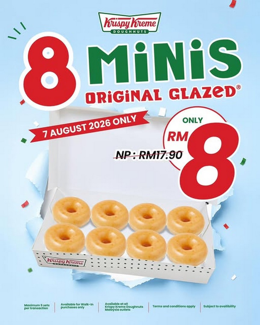 Krispy-Kreme-Malaysia-8-Minis-Original-Glazed®-Special 7 August 2026: Krispy Kreme Malaysia: 8 Minis Original Glazed® Special RM8 Promotion Event For One Day Only