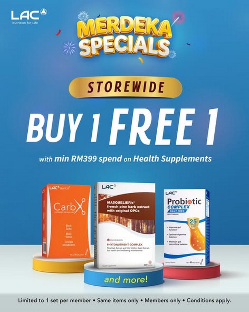 LAC-Malaysia-Merdeka-Specials-Promotion-with-Buy-1-Free-1 21-31 August 2026: LAC Malaysia, Merdeka Specials Promotion with Buy 1 Free 1 Health Supplements and Sports Deals