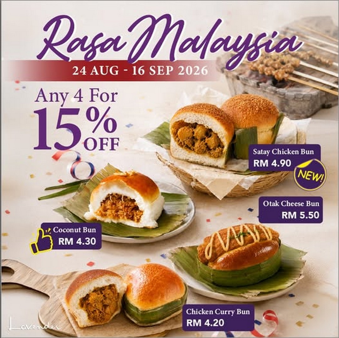 Lavender-Bakery-Malaysia-Rasa-Malaysia-Series-15-Off 24 August-16 September 2026: Lavender Bakery Malaysia: Rasa Malaysia Series 15% Off When Buying Any 4 Buns Promotion