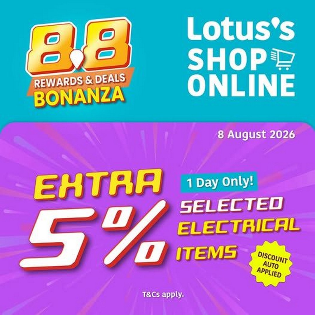 Lotuss-Malaysia-8.8-Sale-Promotion-Rewards-Deals 5-9 August 2026: Lotus's Malaysia: 8.8 Sale Promotion Rewards & Deals Bonanza with Buy 1 Free 1 Offers and Up to 60% OFF Online Deals