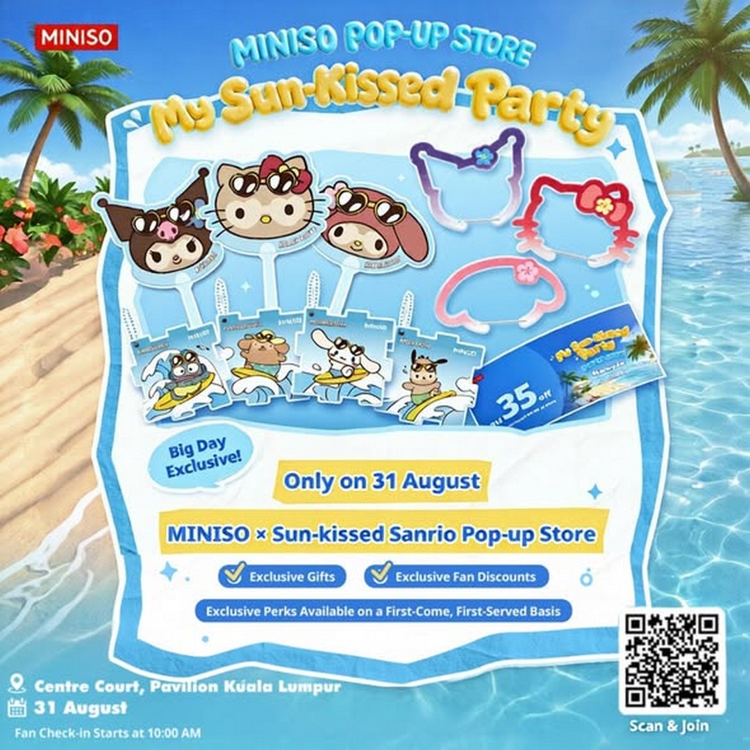 MINISO-Malaysia-Sanrio-Sun-Kissed-Pop-Up-Store-Promotion 31 August 2026: MINISO Malaysia: Sanrio Sun-Kissed Pop-Up Store Promotion at Pavilion Kuala Lumpur