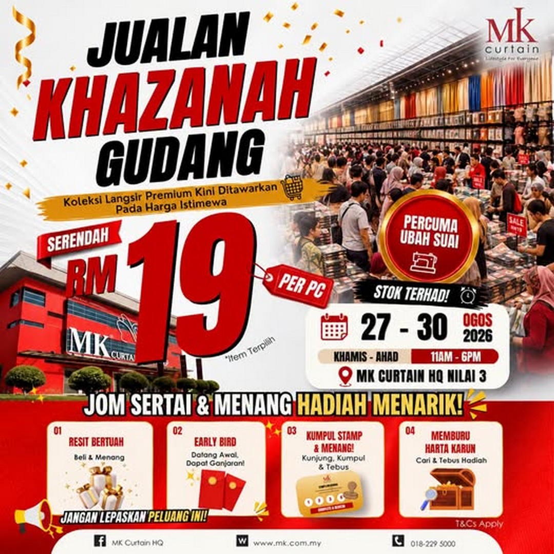 MK-Curtain-Warehouse-Treasure-Sale 27-30 August 2026: MK Curtain Warehouse Treasure Sale, Enjoy Ready Stock Curtains from RM19/pc, Free Modification, Lucky Receipt and More