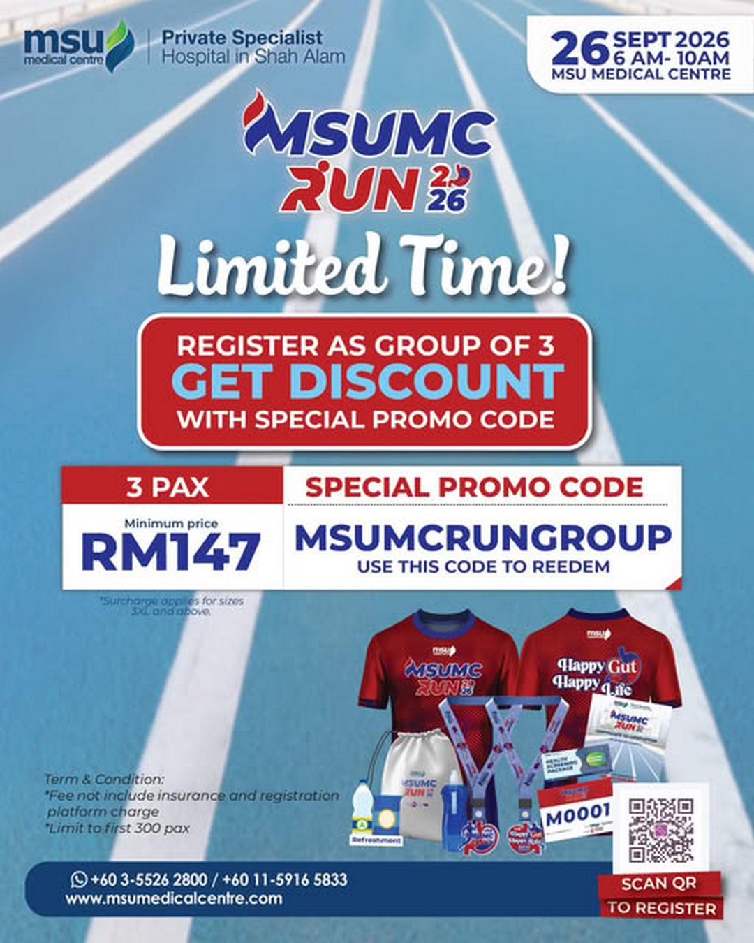 MSU-Medical-Centre-MSUMC-RUN-2026-Happy-Gut 26 September 2026: MSU Medical Centre: MSUMC RUN 2026 Happy Gut, Happy Life Group of 3 RM147 Promotion and Health Screening Benefits
