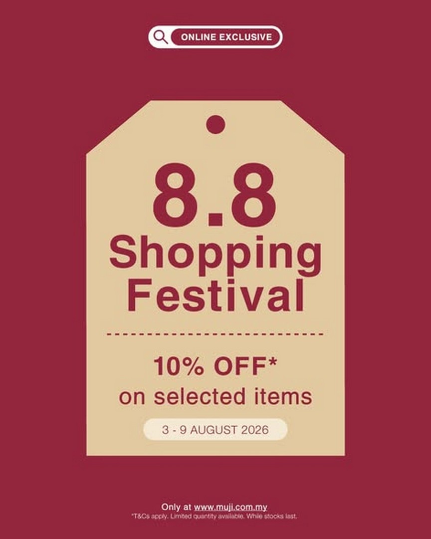 MUJI-Malaysia-8.8-Shopping-Festival-10-OFF-Selected-Online-Exclusives-Sale 3-9 August 2026: MUJI Malaysia: 8.8 Shopping Festival 10% OFF Selected Online Exclusives Sale Promotion