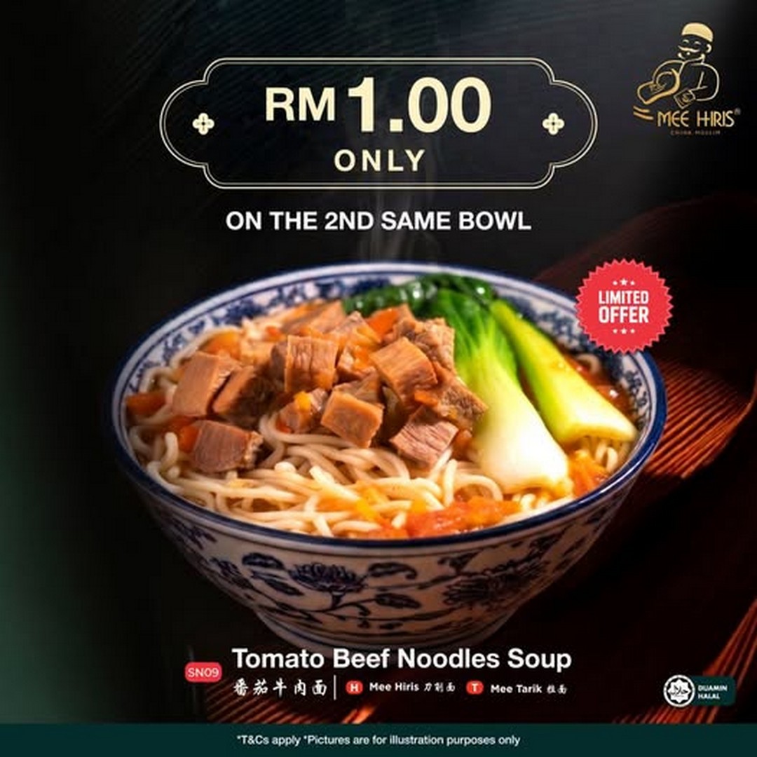 Mee-Hiris-China-Muslim-Tomato-Beef-Noodles-Soup-2nd-Bowl-RM1 1-30 September 2026: Mee Hiris China Muslim: Tomato Beef Noodles Soup 2nd Bowl RM1 Promotion at LaLaport Bukit Bintang City Centre