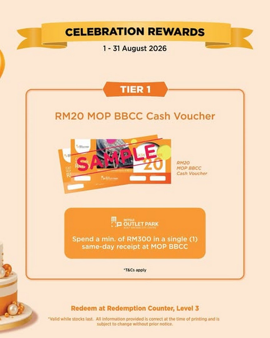 Mitsui-Outlet-Park-BBCC-1st-Anniversary-Celebration-with-RM60000-Lucky-Draw-2 1-31 August 2026: Mitsui Outlet Park BBCC: 1st Anniversary Celebration with RM60,000 Lucky Draw, Spend & Redeem Rewards and Exclusive Deals